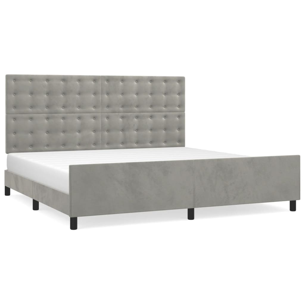 Cadre de lit sans matelas gris clair 200x200 cm velours