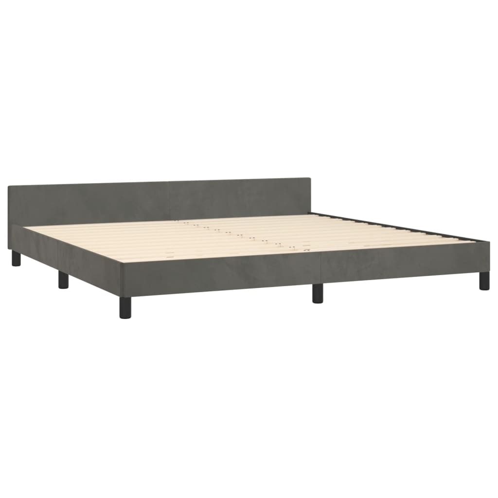 Cadre de lit sans matelas gris foncé 200x200 cm velours