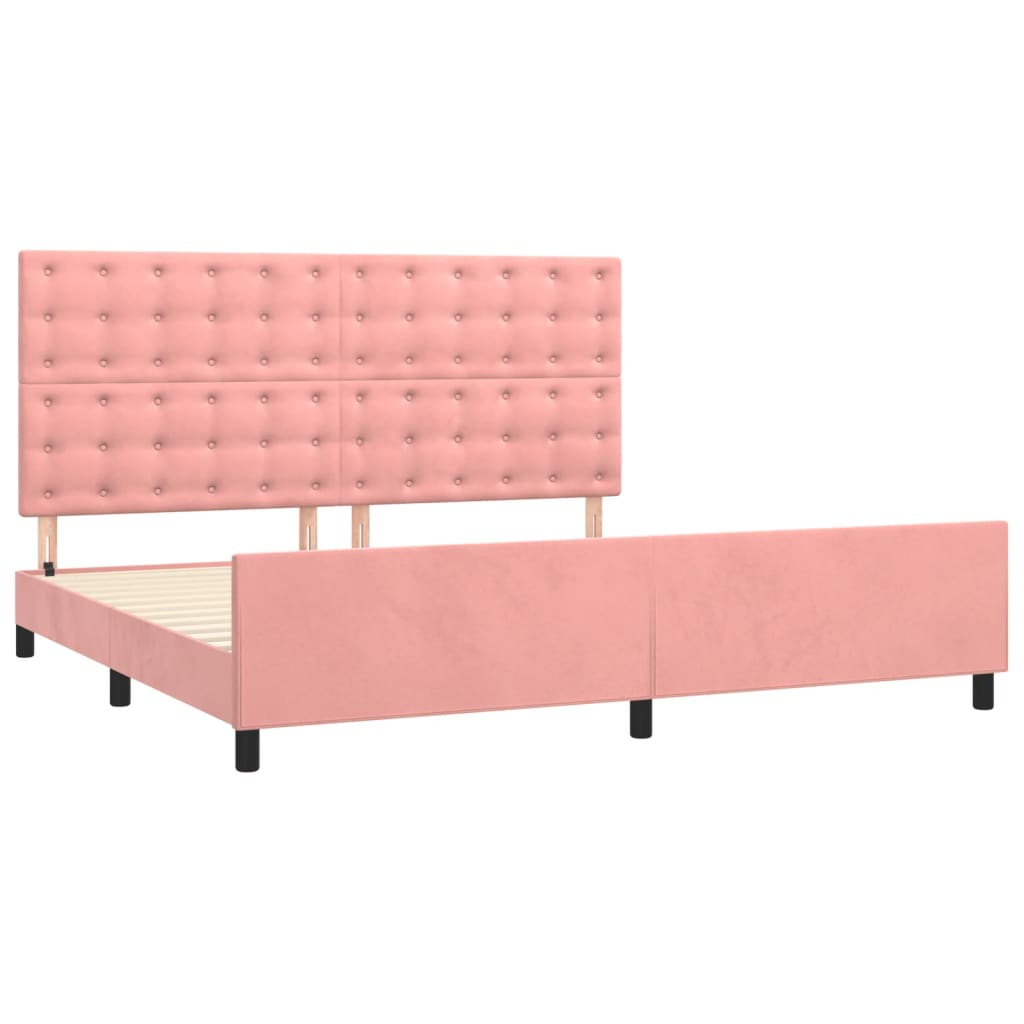 Cadre de lit sans matelas rose 200x200 cm velours