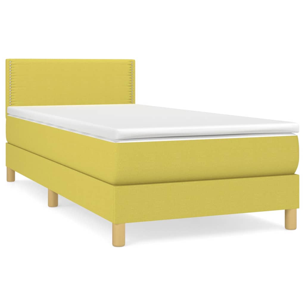 Sommier à lattes de lit avec matelas Vert 100x200 cm Tissu