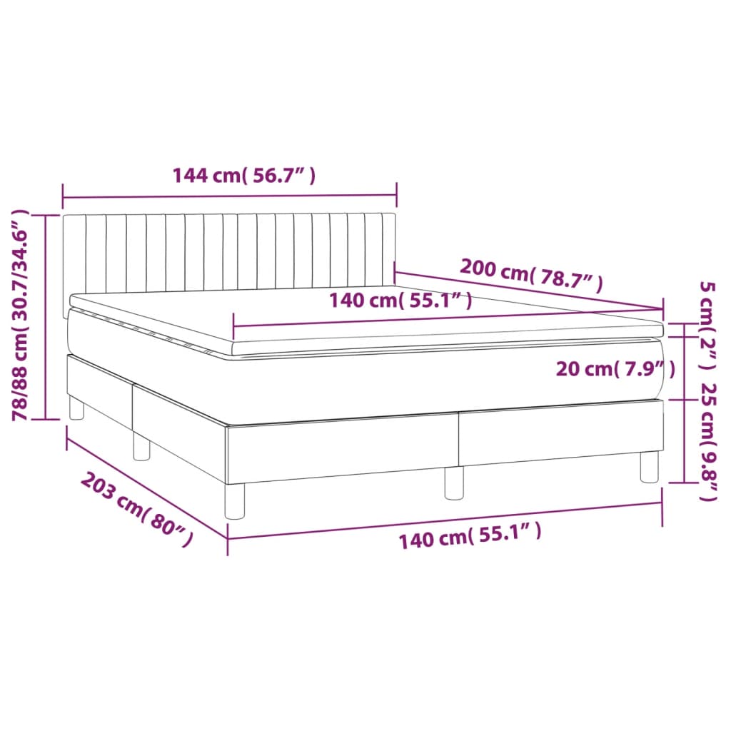 Sommier à lattes de lit avec matelas Crème 140x200 cm Tissu