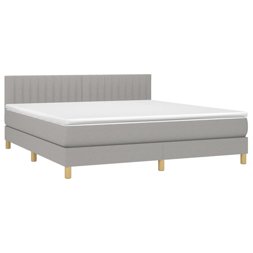 Sommier à lattes de lit avec matelas Gris clair 180x200cm Tissu