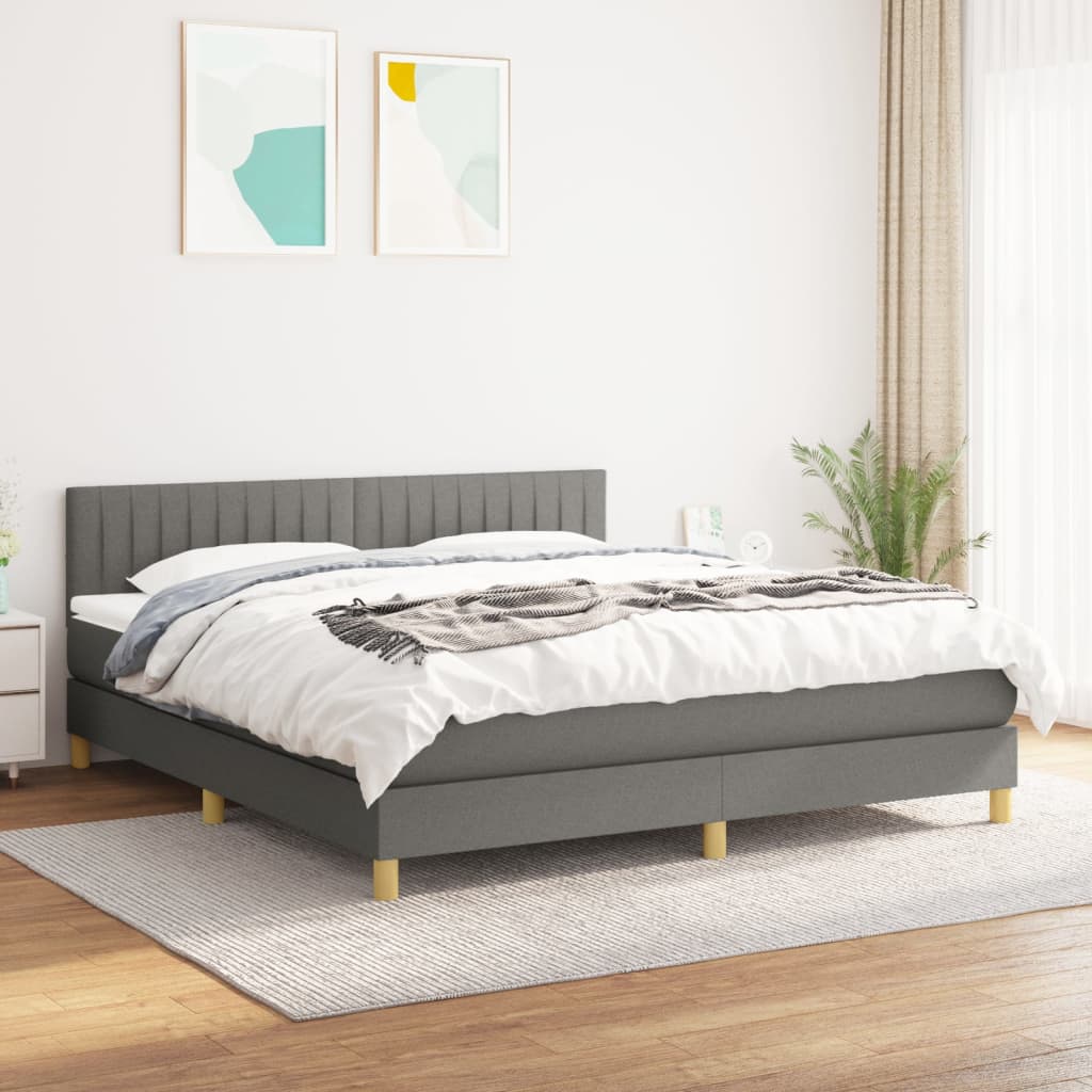 Sommier à lattes de lit avec matelas Gris foncé 180x200cm Tissu