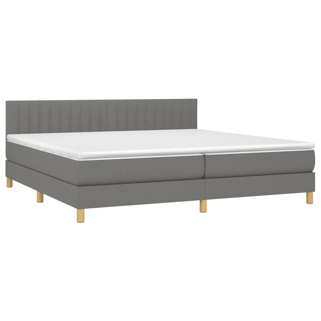 Sommier à lattes de lit avec matelas Gris foncé 200x200cm Tissu