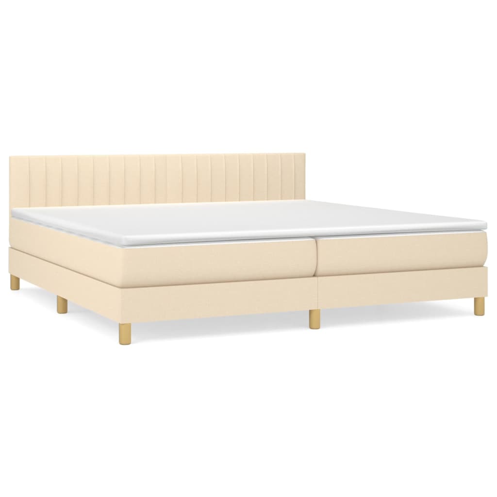 Sommier à lattes de lit avec matelas Crème 200x200 cm Tissu