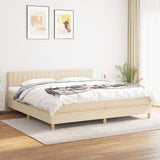 Sommier à lattes de lit avec matelas Crème 200x200 cm Tissu