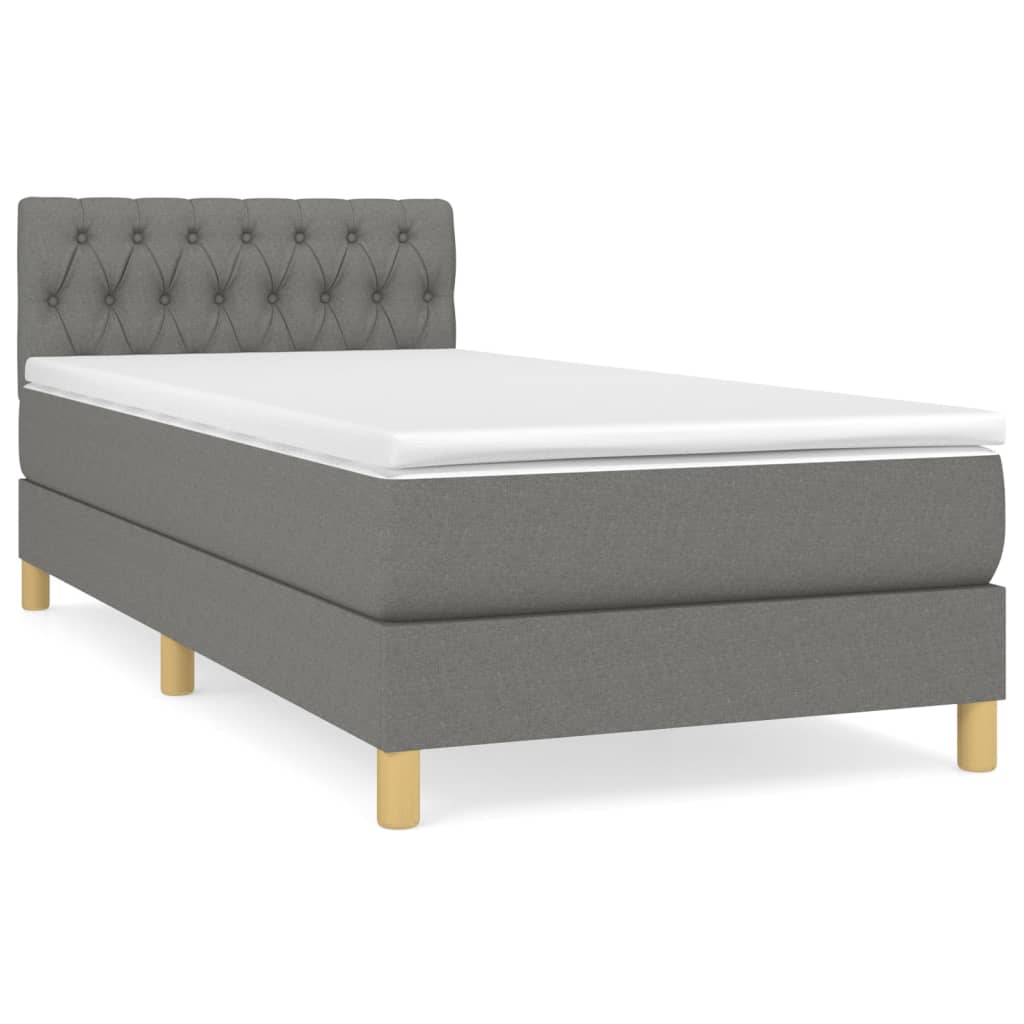 Sommier à lattes de lit avec matelas Gris foncé 80x200 cm Tissu