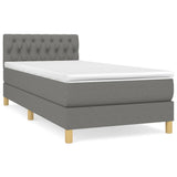 Sommier à lattes de lit avec matelas Gris foncé 80x200 cm Tissu