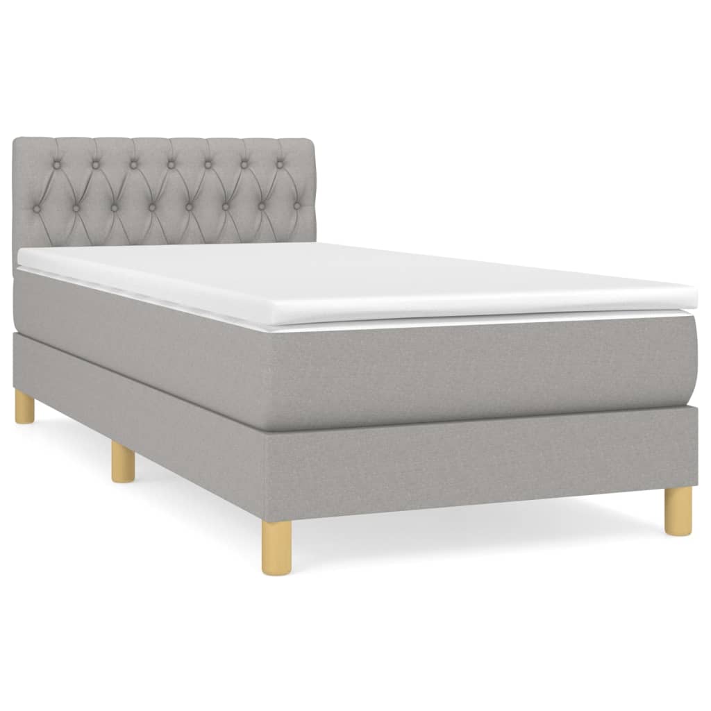 Sommier à lattes de lit avec matelas Gris clair 90x200 cm Tissu