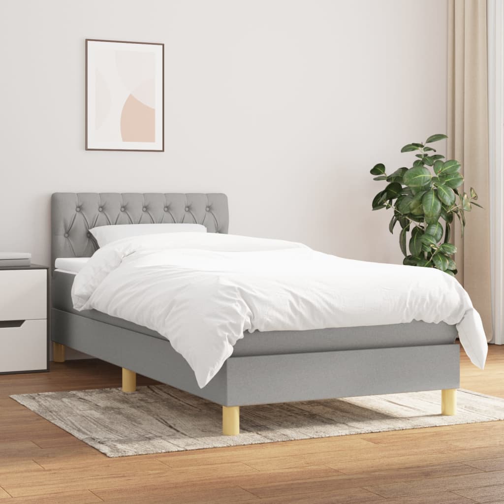 Sommier à lattes de lit avec matelas Gris clair 90x200 cm Tissu