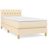 Sommier à lattes de lit avec matelas Crème 90x200 cm Tissu