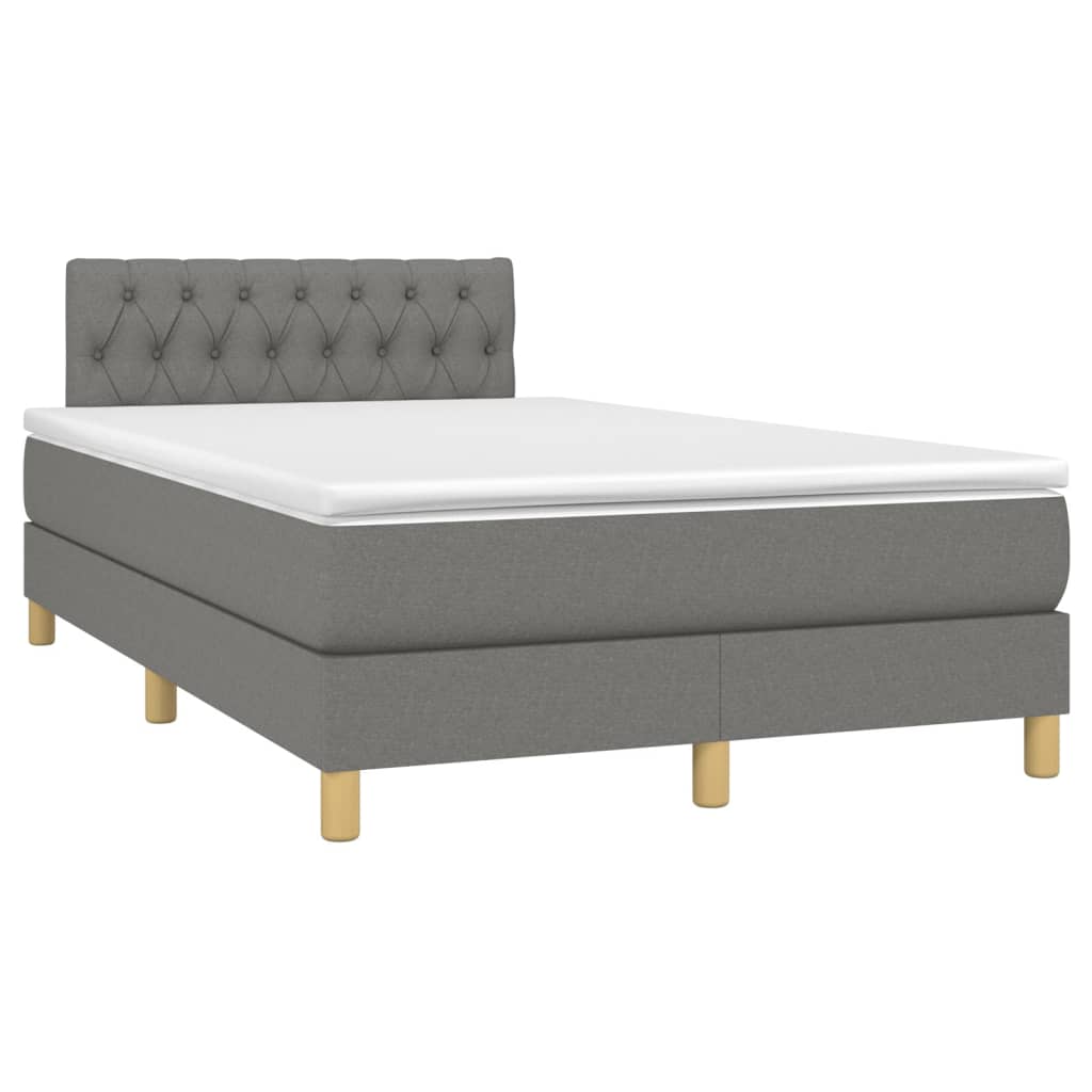 Sommier à lattes de lit avec matelas Gris foncé 120x200cm Tissu