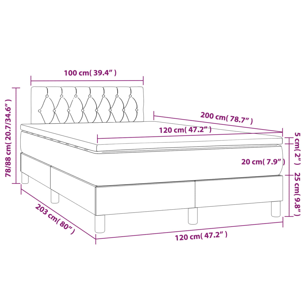 Sommier à lattes de lit avec matelas Bleu 120x200 cm Tissu