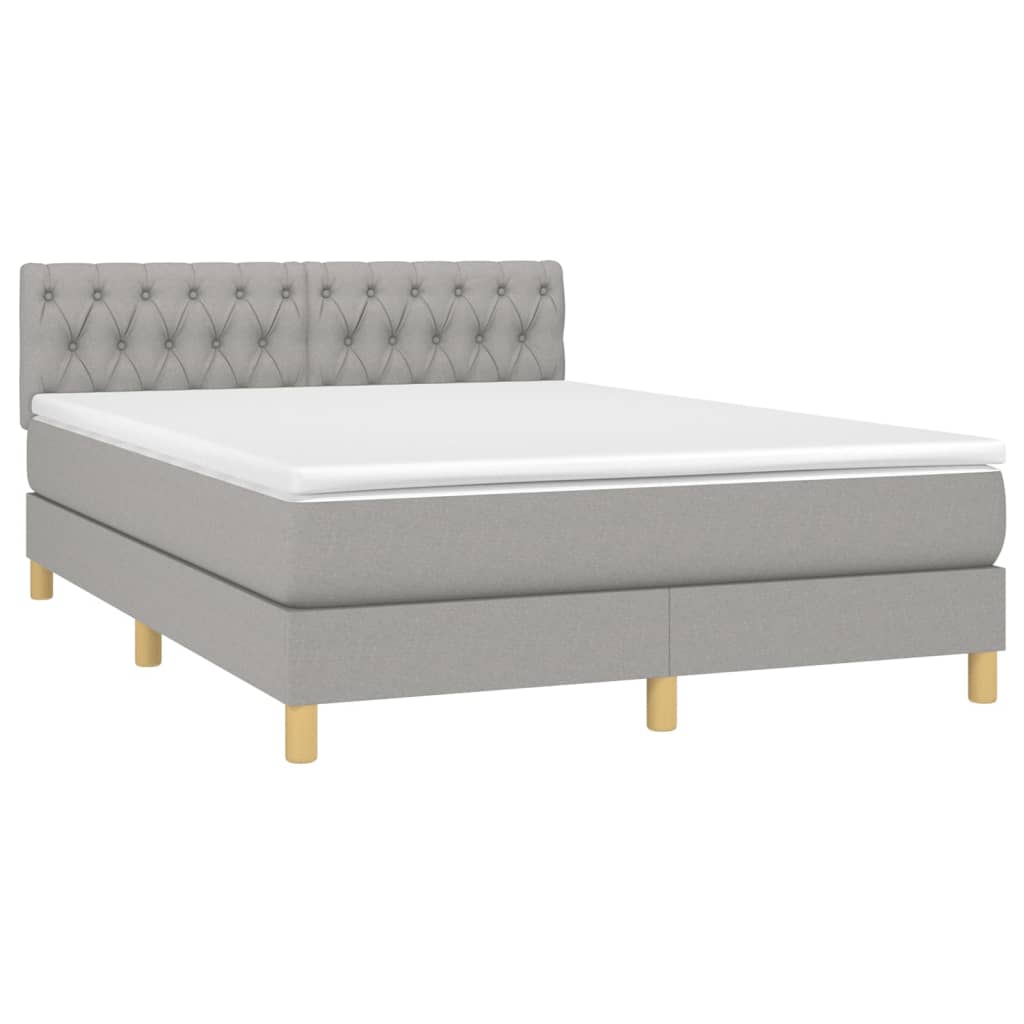 Sommier à lattes de lit avec matelas Gris clair 140x200cm Tissu