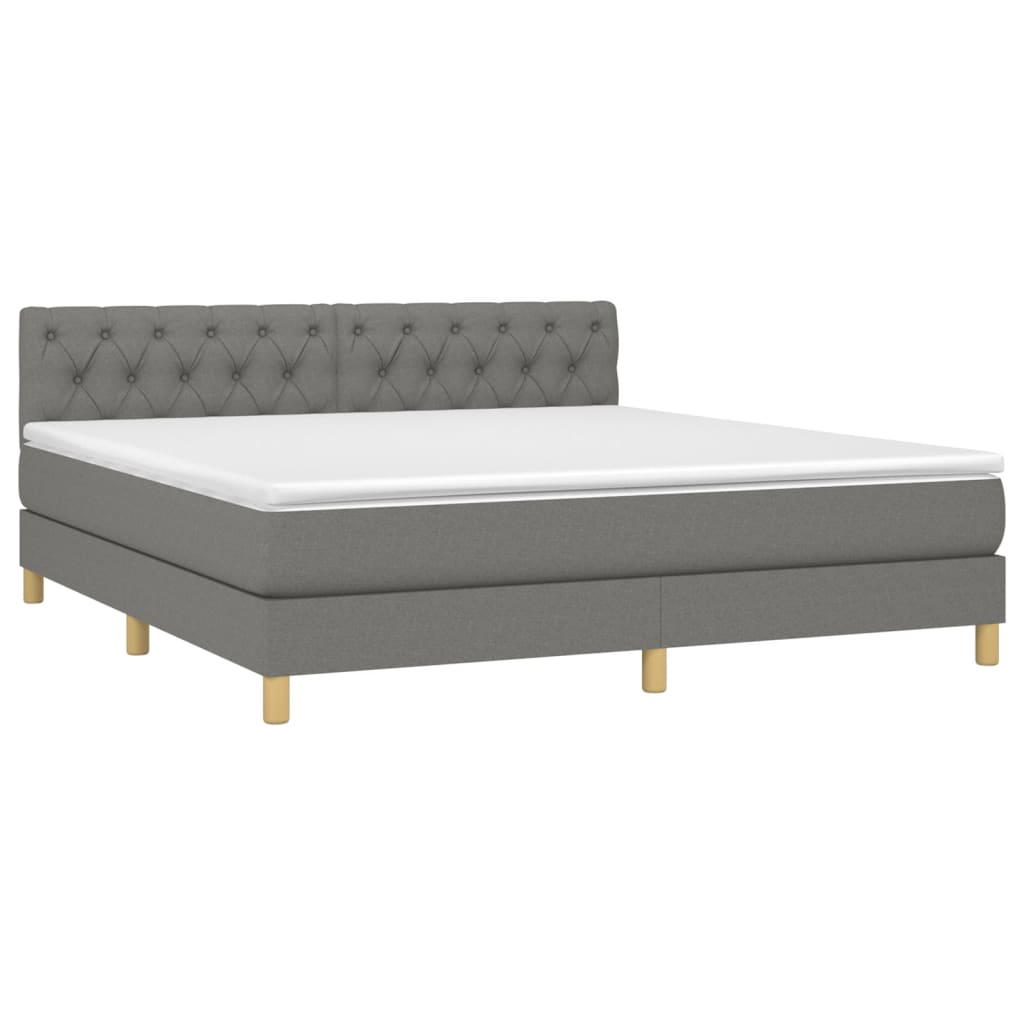 Sommier à lattes de lit avec matelas Gris foncé 160x200cm Tissu