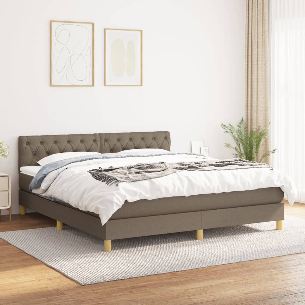 Sommier à lattes de lit avec matelas Taupe 160x200 cm Tissu