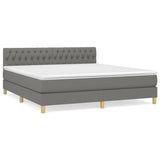 Sommier à lattes de lit avec matelas Gris foncé 180x200cm Tissu