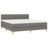 Sommier à lattes de lit avec matelas Gris foncé 180x200cm Tissu