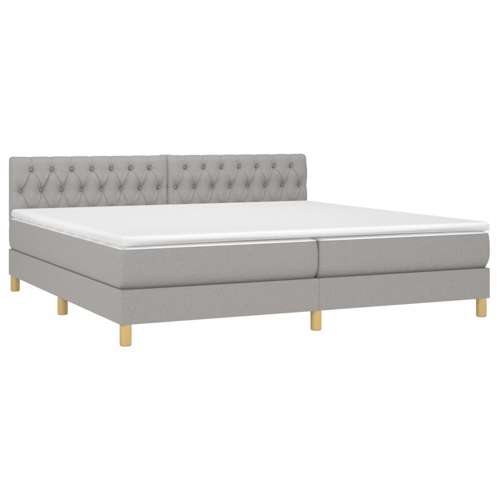 Sommier à lattes de lit avec matelas Gris clair 200x200cm Tissu