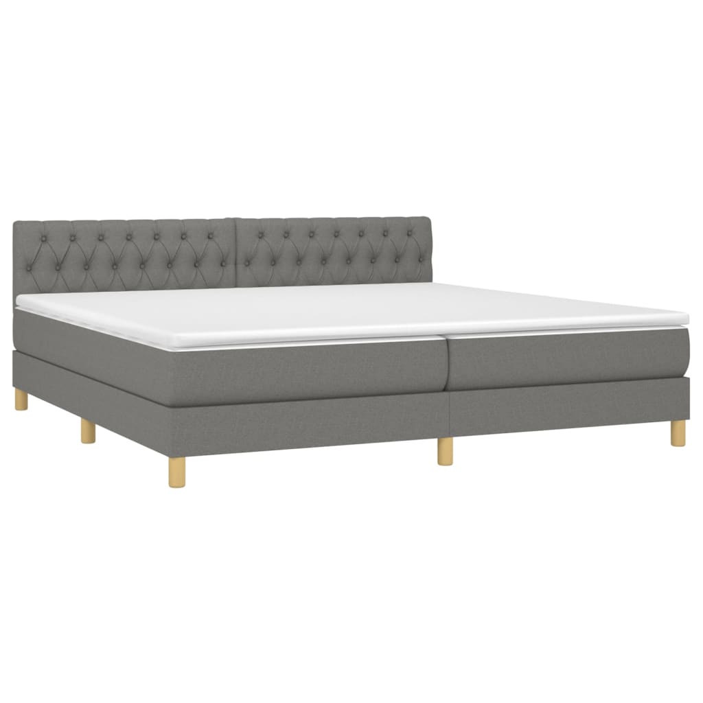 Sommier à lattes de lit avec matelas Gris foncé 200x200cm Tissu