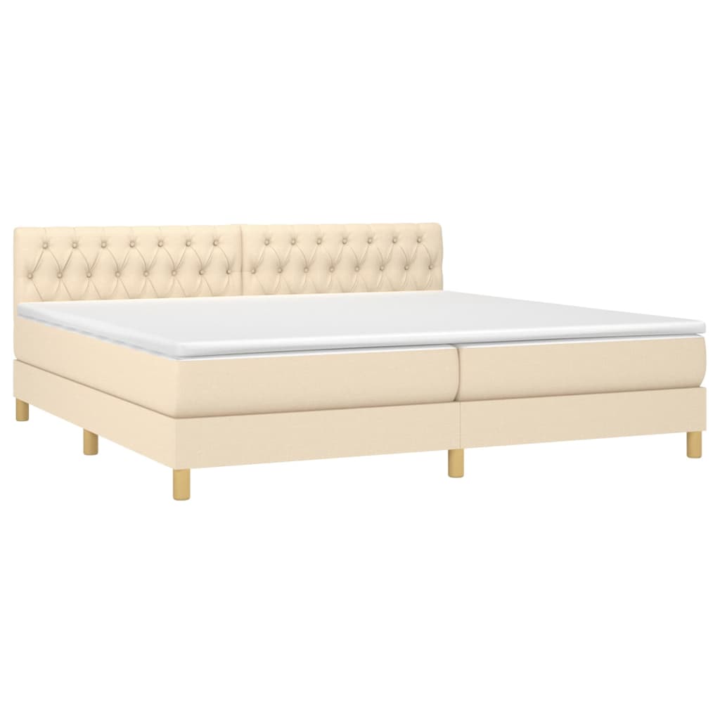 Sommier à lattes de lit avec matelas Crème 200x200 cm Tissu