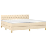 Sommier à lattes de lit avec matelas Crème 200x200 cm Tissu