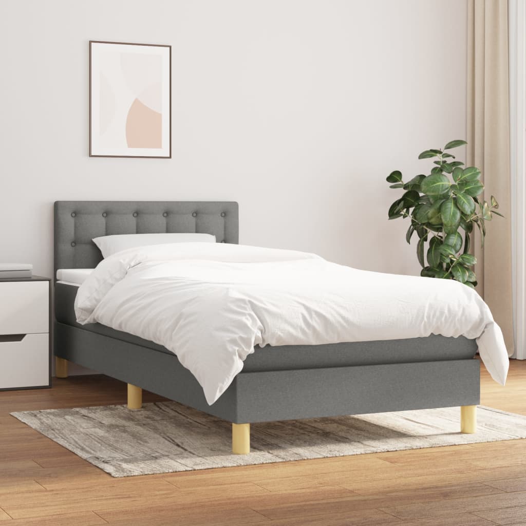 Sommier à lattes de lit avec matelas Gris foncé 80x200 cm Tissu