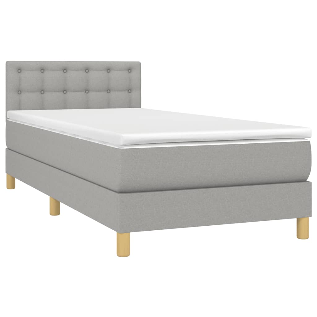 Sommier à lattes de lit avec matelas Gris clair 90x200 cm Tissu