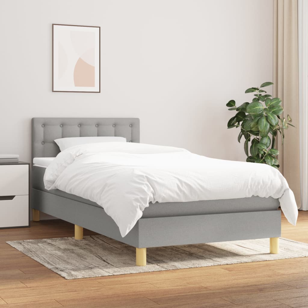 Sommier à lattes de lit avec matelas Gris clair 90x200 cm Tissu