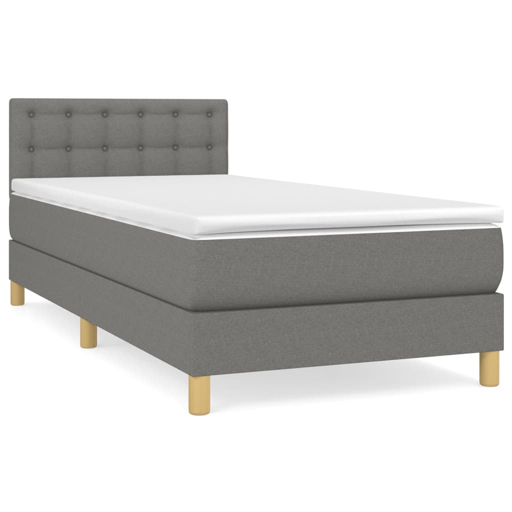 Sommier à lattes de lit avec matelas Gris foncé 90x200 cm Tissu