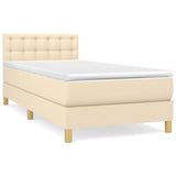 Sommier à lattes de lit avec matelas Crème 90x200 cm Tissu