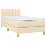 Sommier à lattes de lit avec matelas Crème 90x200 cm Tissu