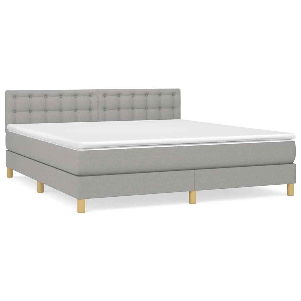 Sommier à lattes de lit avec matelas Gris clair 160x200cm Tissu