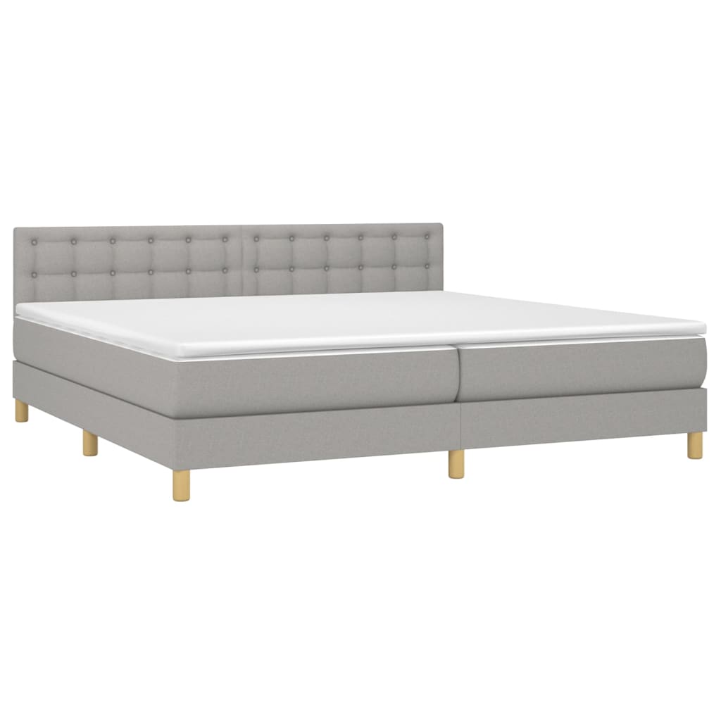 Sommier à lattes de lit avec matelas Gris clair 200x200cm Tissu