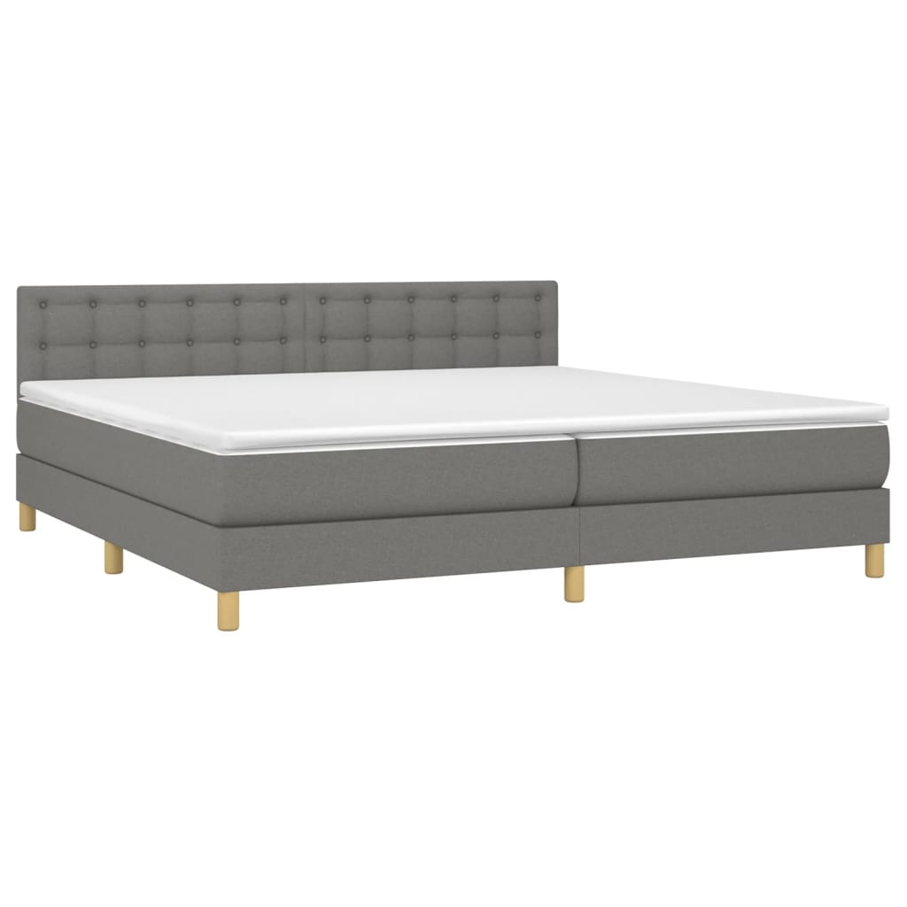 Sommier à lattes de lit avec matelas Gris foncé 200x200cm Tissu