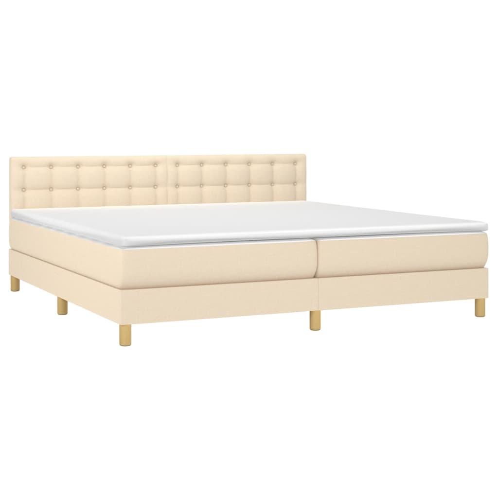 Sommier à lattes de lit avec matelas Crème 200x200 cm Tissu