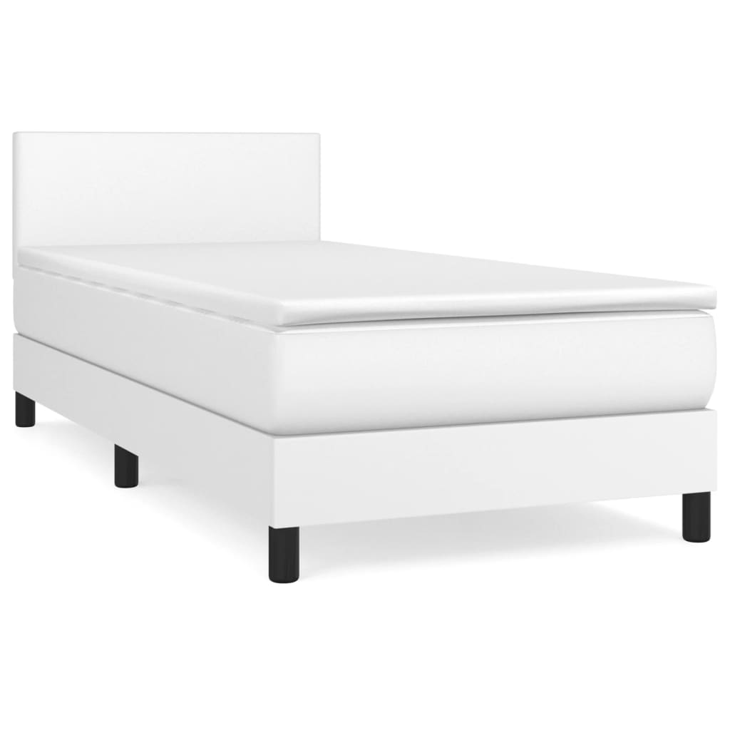 Sommier à lattes de lit avec matelas Blanc 90x200 cm Similicuir