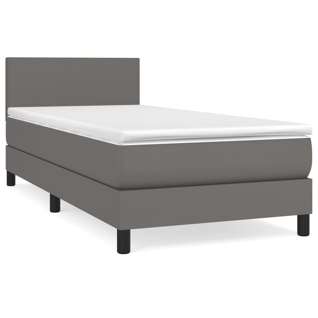 Sommier à lattes de lit avec matelas Gris 90x200 cm Similicuir