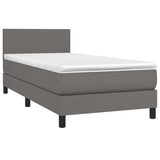 Sommier à lattes de lit avec matelas Gris 90x200 cm Similicuir