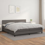 Sommier à lattes de lit avec matelas Gris 200x200 cm Similicuir