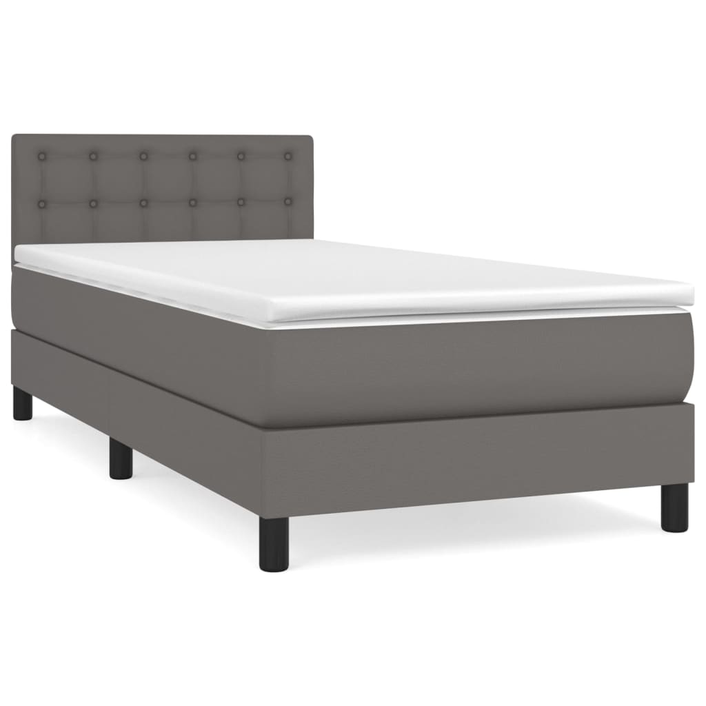 Sommier à lattes de lit avec matelas Gris 90x200 cm Similicuir