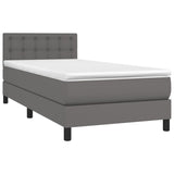 Sommier à lattes de lit avec matelas Gris 90x200 cm Similicuir