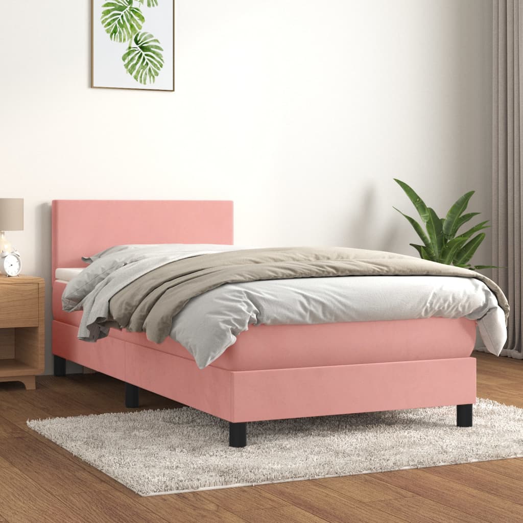 Sommier à lattes de lit avec matelas Rose 90x190 cm Velours