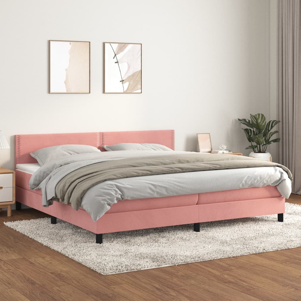 Sommier à lattes de lit avec matelas Rose 200x200 cm Velours