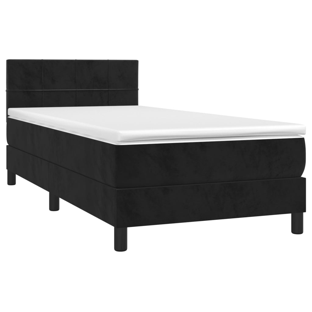 Sommier à lattes de lit avec matelas Noir 90x200 cm Velours