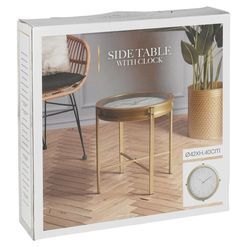 Home&Styling Table d'appoint avec horloge doré