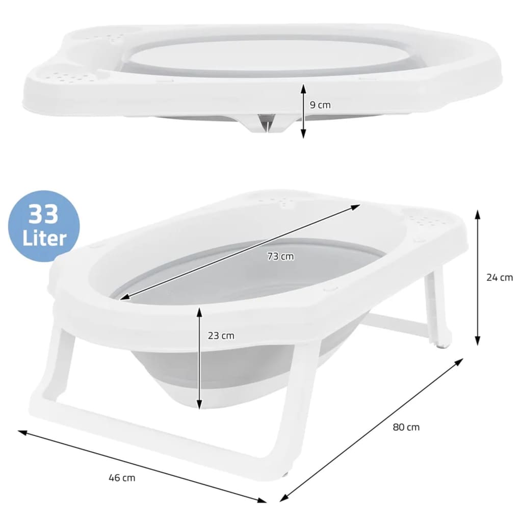 Bathroom Solutions White and Grey Foldable Baby Bathtub