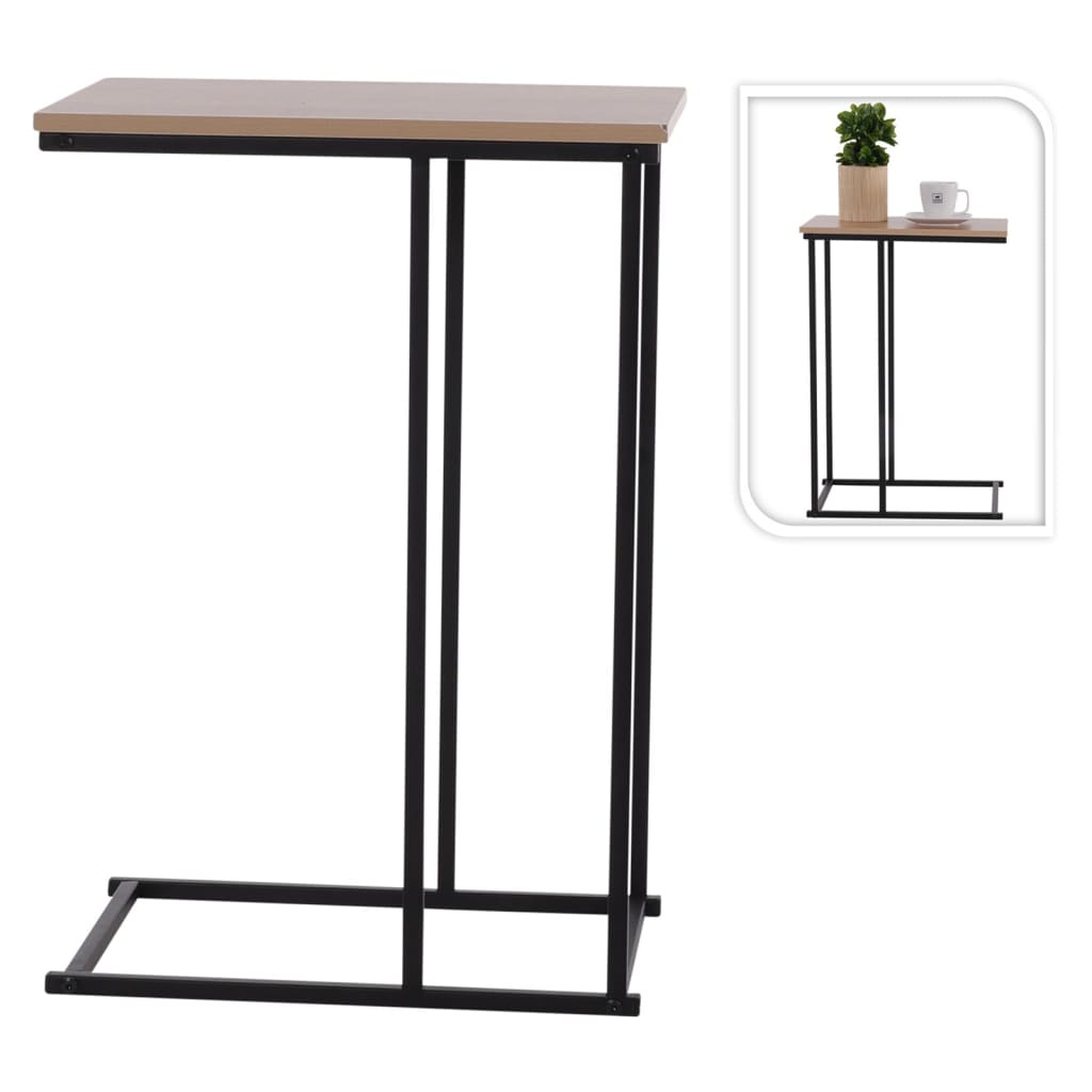 H&S Collection Table d'appoint avec dessus en MDF naturel et noir