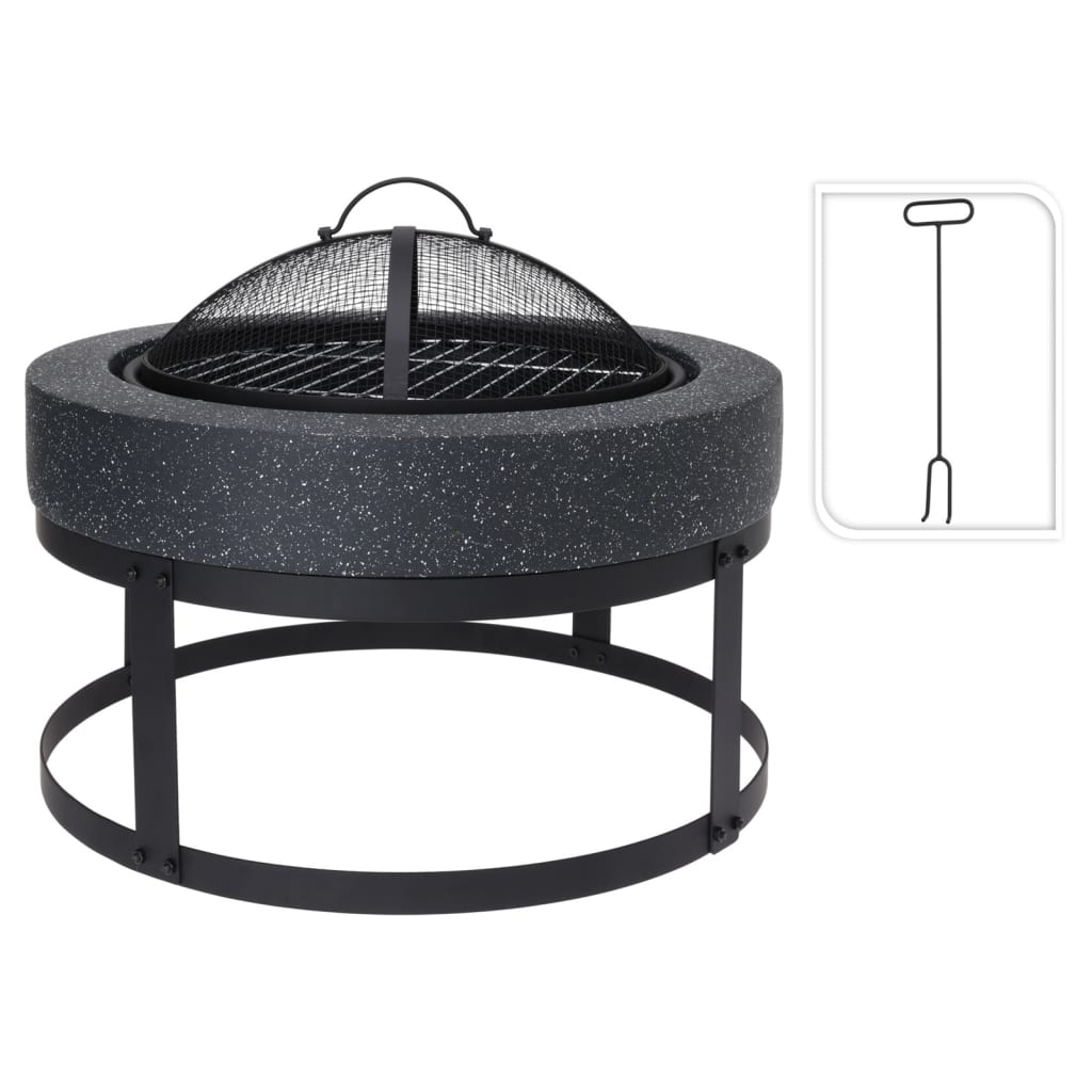 ProGarden Bol à feu avec grille rond 50,5x50,5x37 cm noir