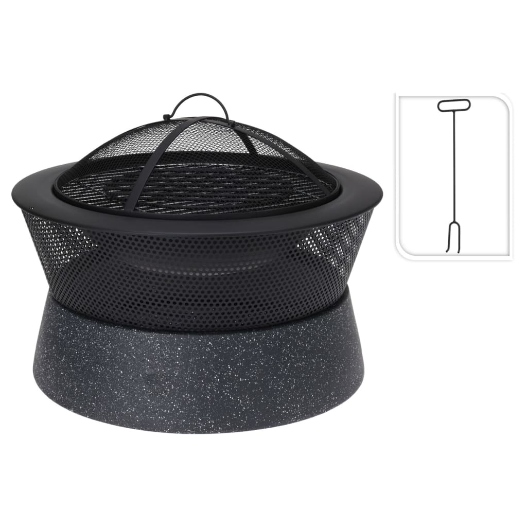 ProGarden Bol à feu avec grille rond 54,5x54,5x38 cm noir